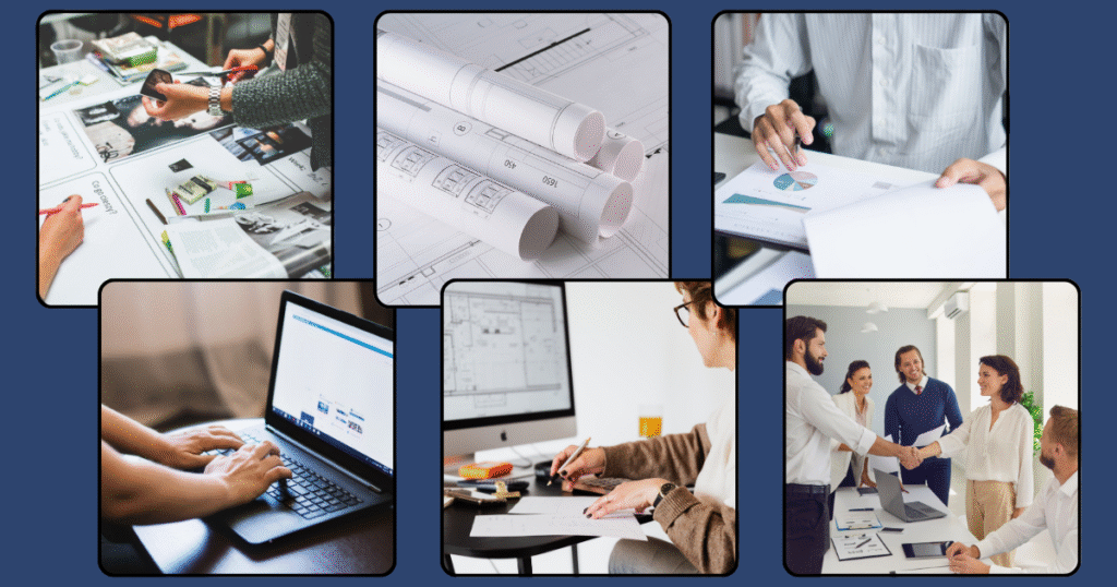 Collage de profesionales técnicos y administrativos con el texto “Tests actualizados Grupo A/A2 Gestión y Servicios en Test Online OPE