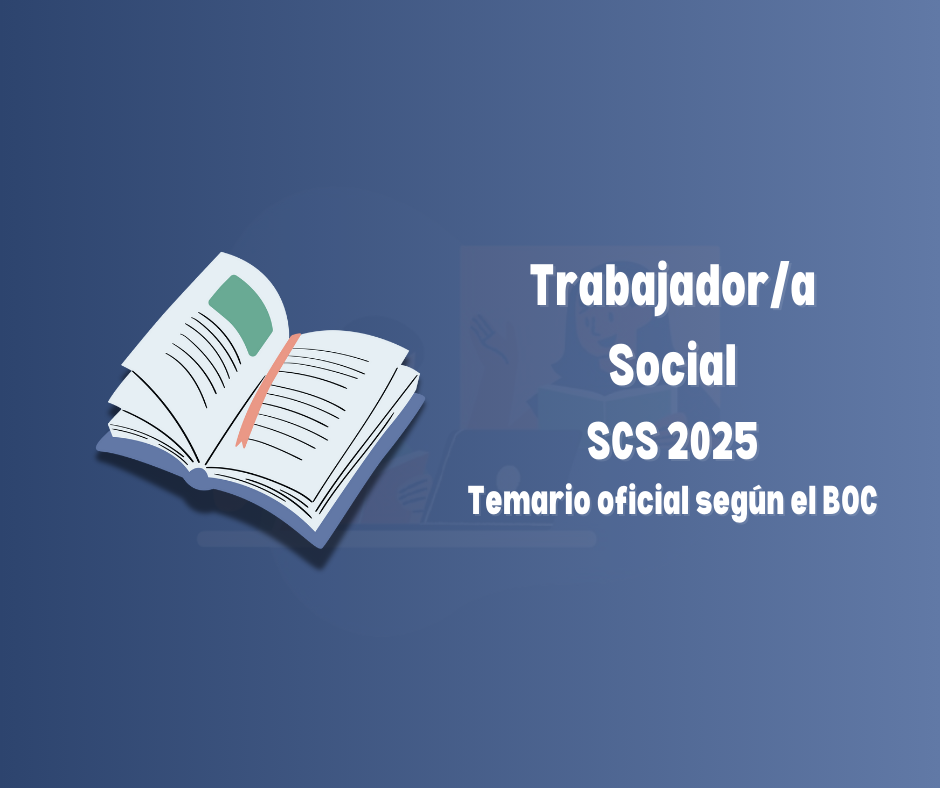 Imagen informativa de la convocatoria OPE SCS 2025 para la categoría Trabajador/a Social del Servicio Canario de la Salud.