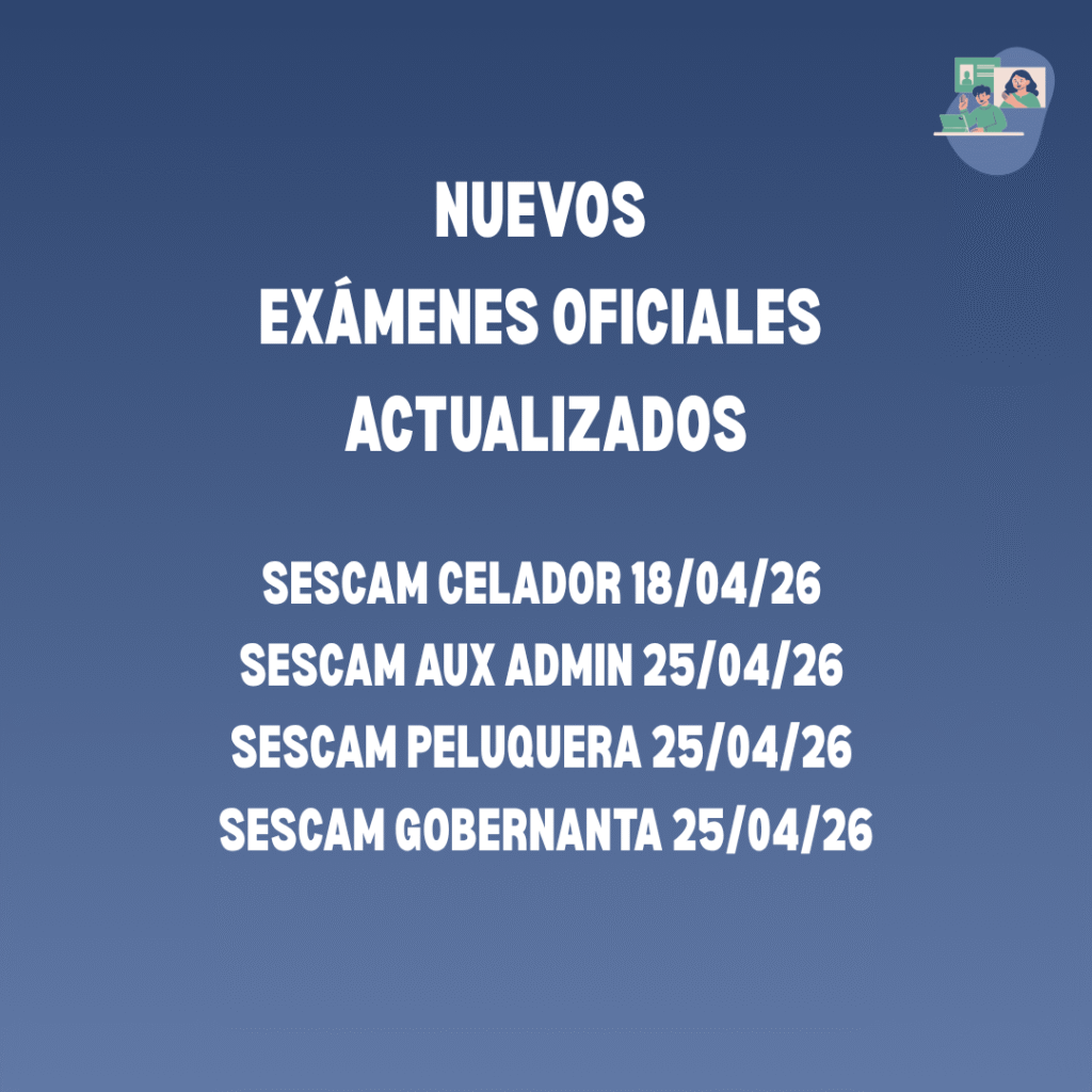 Exámenes OPE 2026 del SESCAM actualizados con test oficiales de Sanidad por categorías