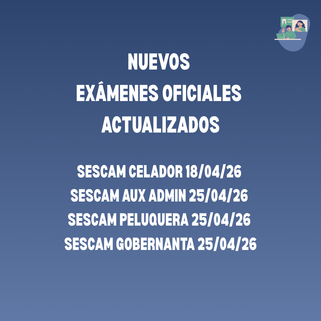 Exámenes OPE 2026 del SESCAM actualizados con test oficiales de Sanidad por categorías